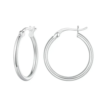 14K White Gold-Plated 925 Sterling Silver Hoop Earrings - Stylish And Hypoallergenic Jewelry For Women