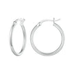 14K White Gold Plated 925 Sterling Silver Hoop Earrings | Hypoallergenic 24mm Hoops