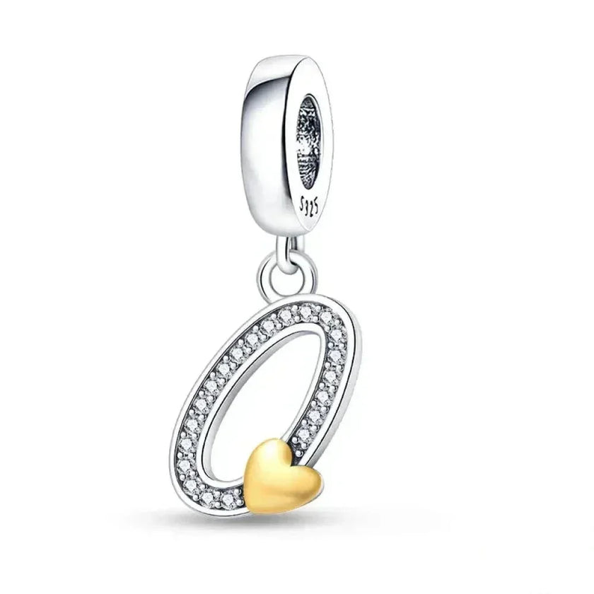 925 Sterling Silver Initial Charm with CZ Sparkle