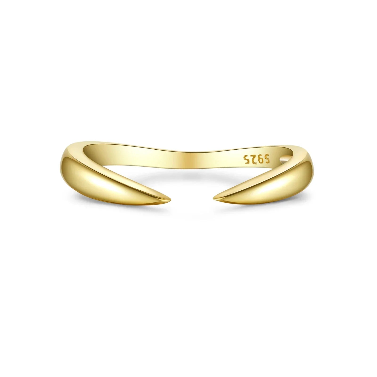 925 Sterling Silver Gold Talon Open Ring