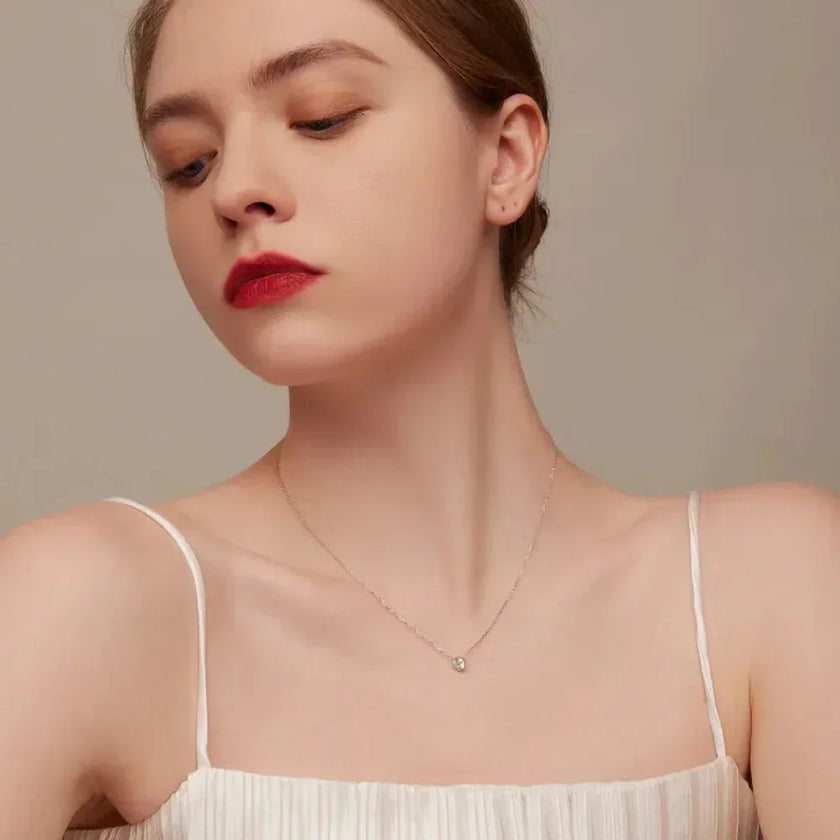 Gorgeous Shiny Choker - 925 Sterling Silver Geometric Cut Zircon Pendant Necklace