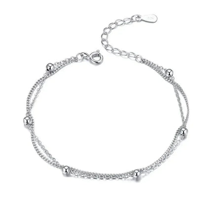 925 Sterling Silver Double Bead Chain Bracelet