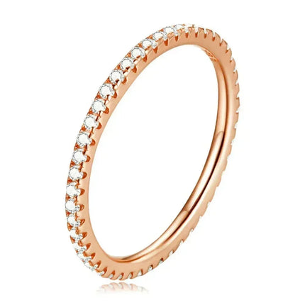 925 Sterling Silver Cz Simulated Diamond Stackable Ring Platinum Plated Eternity Bands For Women
