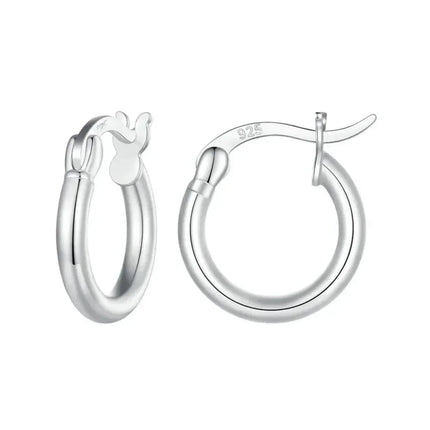 14K White Gold-Plated 925 Sterling Silver Hoop Earrings - Stylish And Hypoallergenic Jewelry For Women