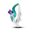 925 Sterling Silver Enamel Tulip Ring