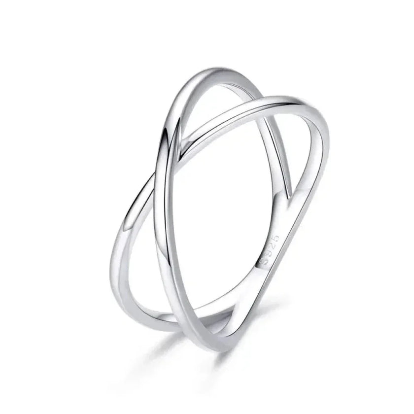 Breathtaking 14K Gold Plated X Ring - Elegant Minimalist 925 Sterling Silver Cross Ring For Women - Promise Jewelry Scr543