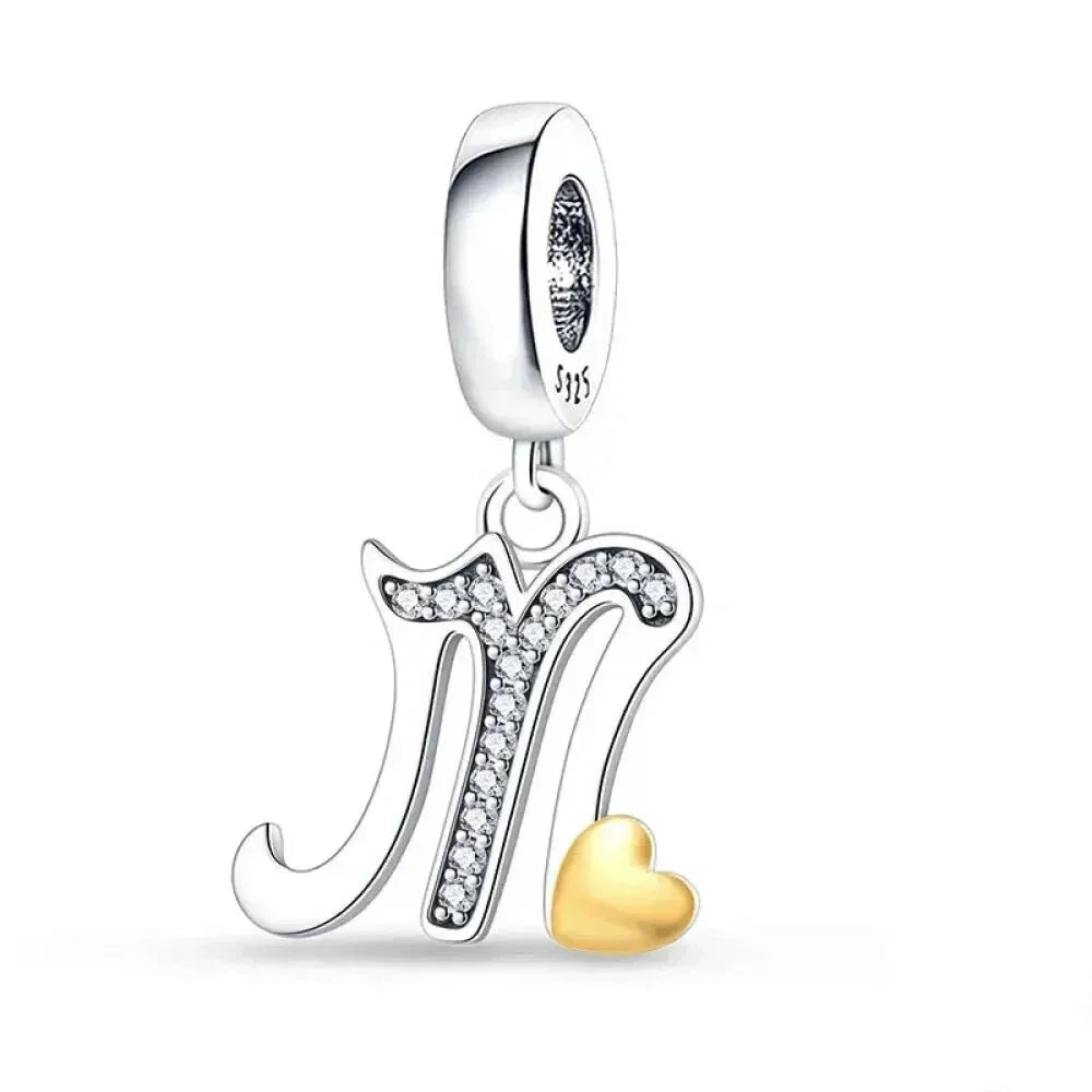 925 Sterling Silver Initial Charm with CZ Sparkle
