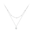 925 Sterling Silver Double Layer Heart Pendant Choker Necklace