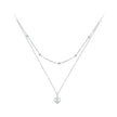 925 Sterling Silver Double Layer Heart Pendant Choker Necklace