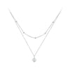 925 Sterling Silver Double Layer Heart Pendant Choker Necklace