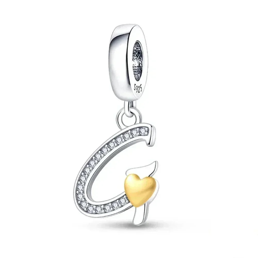 925 Sterling Silver Initial Charm with CZ Sparkle