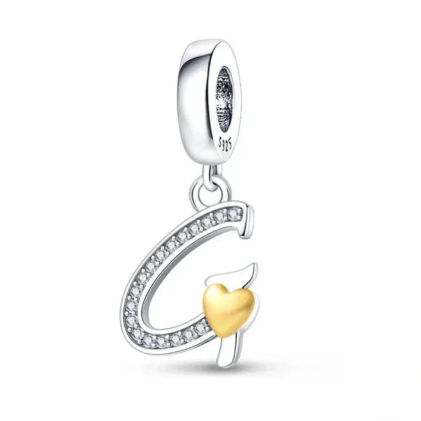 925 Sterling Silver Initial Charm with CZ Sparkle