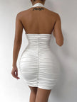 Hot Halter Mini Dress – Deep V, Backless, & Figure-Hugging Clubwear