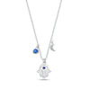 Sterling Silver Hand-Shaped Pendant with Moon & Evil Eye