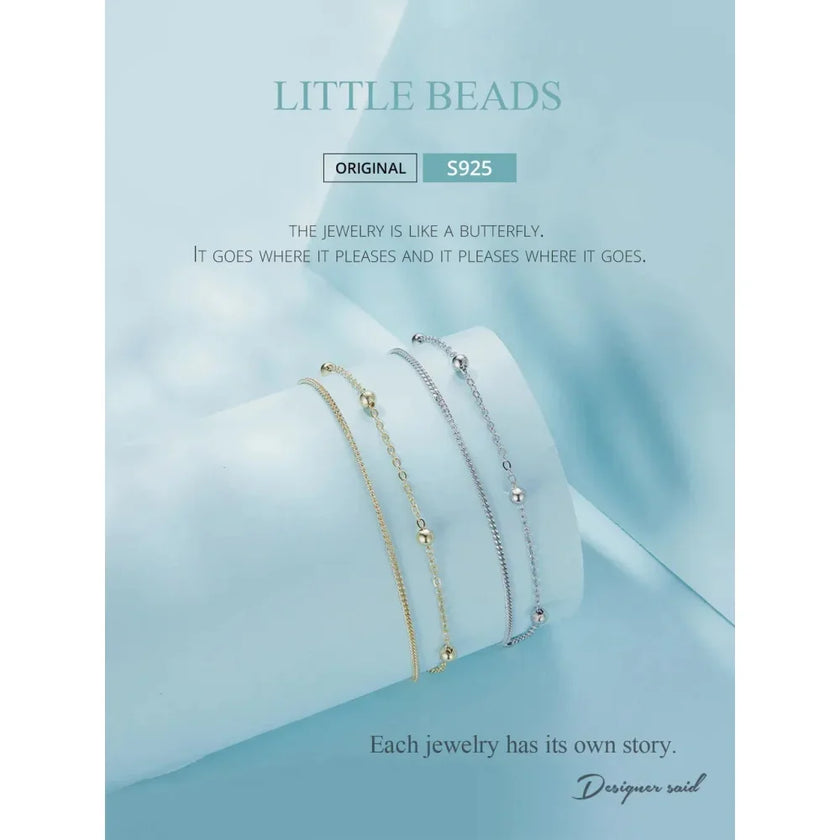 925 Sterling Silver Double Bead Chain Bracelet