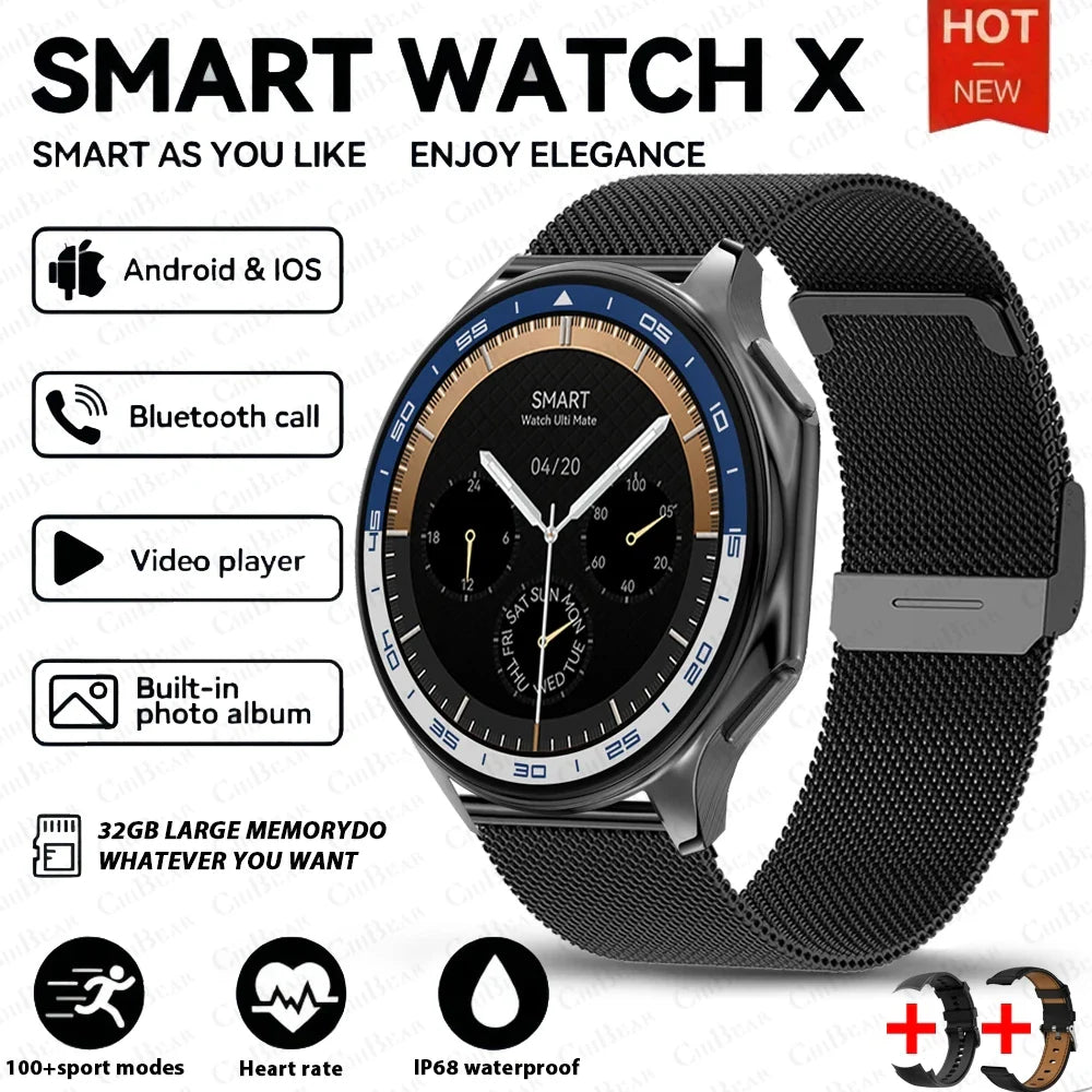 New For HUAWEI IOS Watch X High-End Business Watch 32G Large Memory Album Smartwatch Men Sports Fitness Waterproof Bracelet