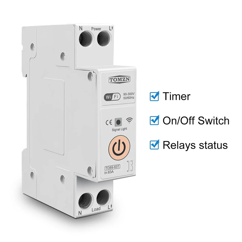 1P+N WIFI Smart Switch Energy Monitoring Circuit Breaker Timer Relay MCB TUYA Smartlife
