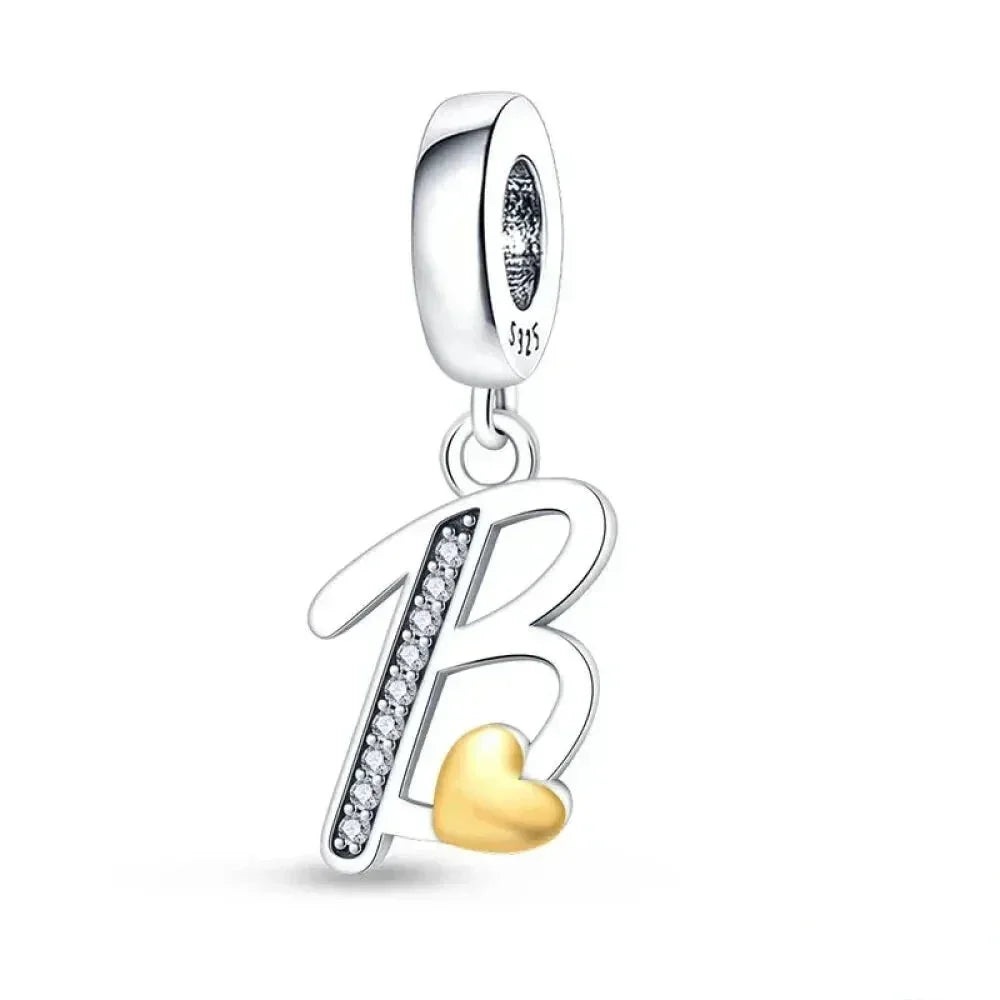 925 Sterling Silver Initial Charm with CZ Sparkle
