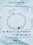 Sterling Silver Chopin Bracelet with Green Zircon – Adjustable