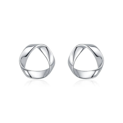 925 Sterling Silver Minimalist Wavy Stud Earrings - Women Fine Jewelry