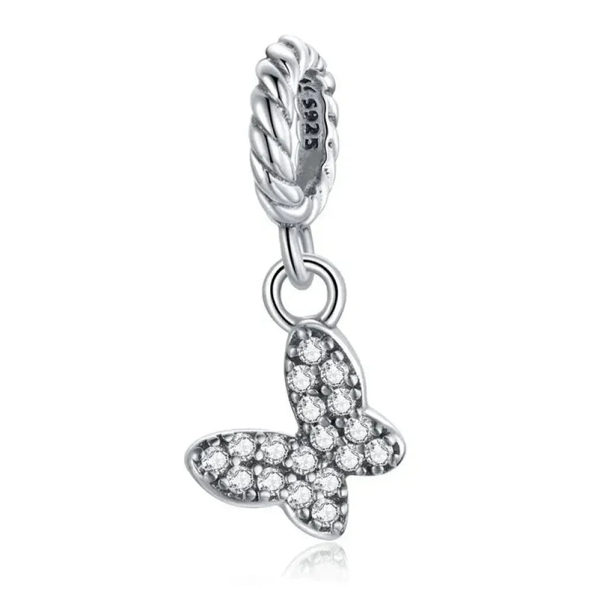 925 Sterling Silver Clear 5A Crystal Collection Family Heart X-Shape Charm Beads for Charm Bracelet & Necklace Pendant