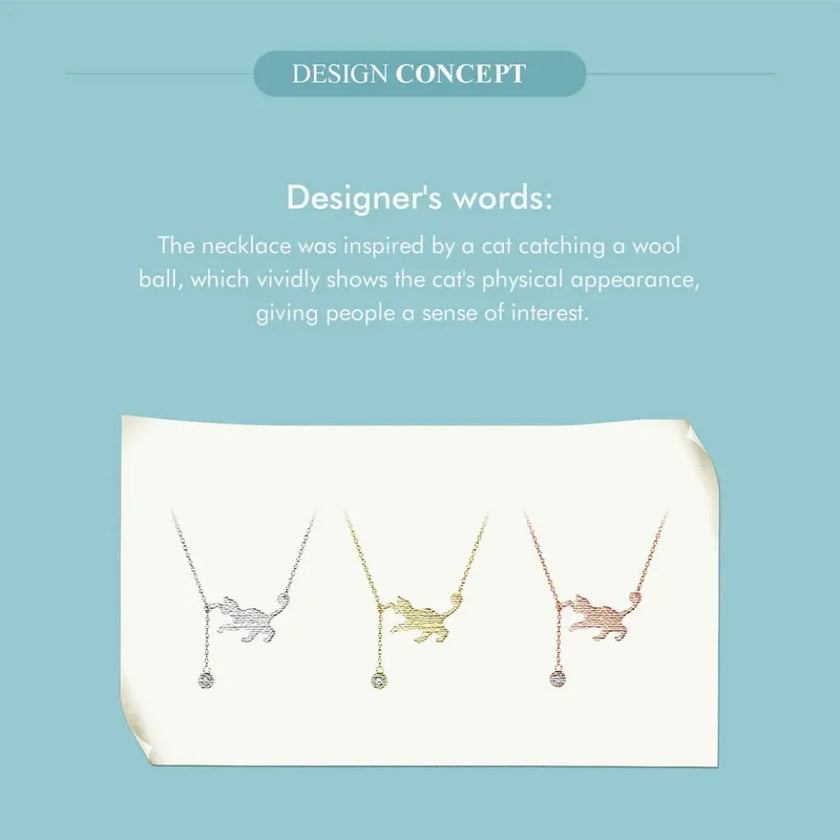 Breathtaking 925 Sterling Silver Cat Necklace | Elegant Pendant Collarbone Jewelry Scn232 In 3 Colors
