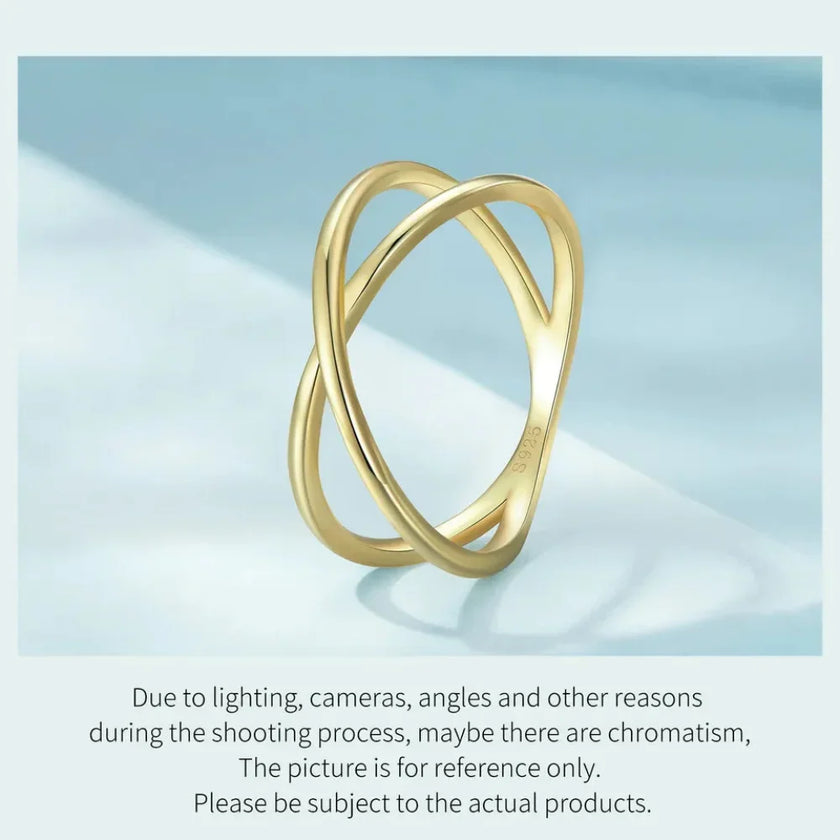 Breathtaking 14K Gold Plated X Ring - Elegant Minimalist 925 Sterling Silver Cross Ring For Women - Promise Jewelry Scr543