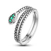 925 Sterling Silver Green Serpent Ring