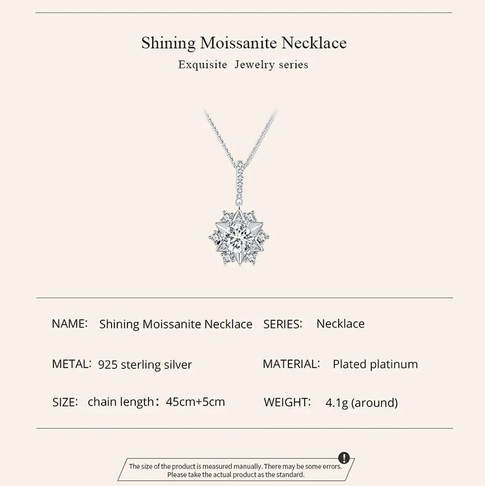 Celestial Sparkle 1ct Moissanite Sterling Silver Star Pendant Necklace