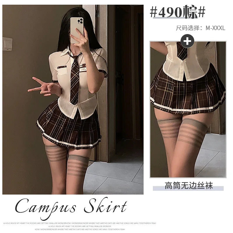 Plaid Schoolgirl Lingerie Set