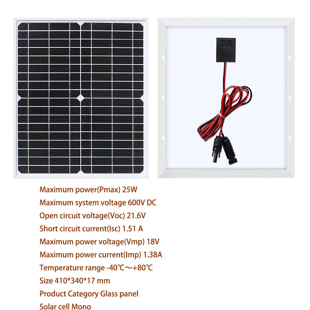 18V photovoltaic rigid solar panel 25W/50W 12v solar panel kit