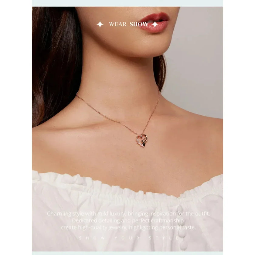 925 Sterling Silver Baby Panda Crystal Necklace | Enamel Cute Animal Charm Chain Link | Women'S Gift - 17.71'' Scn453