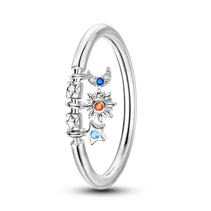 925 Sterling Silver Celestial Charm Ring