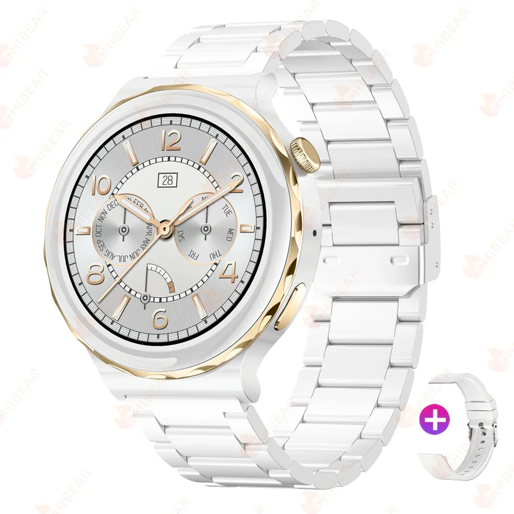 2024 New ECG+PPG SmartWatch Ladies Full Touch Screen Heart Rate Sports Fitness Watch Voice Call Waterproof Smart Watch Women+Box