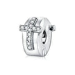 925 Sterling Silver Clear 5A Crystal Collection Family Heart X-Shape Charm Beads for Charm Bracelet & Necklace Pendant