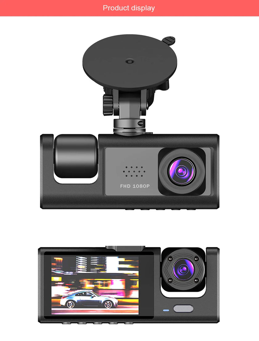 3 Channel Dash Cam for Car Front And Rear Camera 1080P Video Recorder Dashcam Black Box Car DVR Rear View Camera car accessory