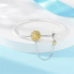 Sterling Silver Daisy Clasp Bracelet with Yellow CZ