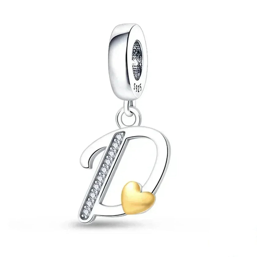 925 Sterling Silver Initial Charm with CZ Sparkle