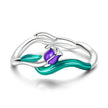 925 Sterling Silver Enamel Tulip Ring