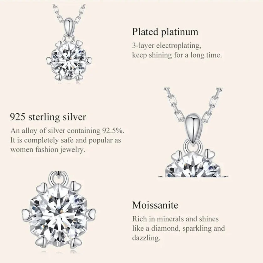 Stunning 1 Carat Moissanite Pendant Necklace | 925 Sterling Silver | Wedding & Bridal Fine Jewelry