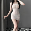 Mesh Temptress Transparent Striped Mini Tank Dress