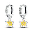 Tropical Paradise Plumeria Sterling Silver Hoop Earrings
