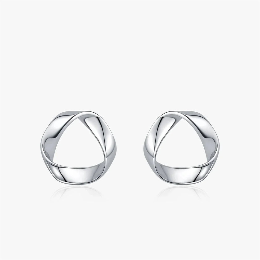 925 Sterling Silver Minimalist Wavy Stud Earrings - Women Fine Jewelry