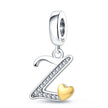 925 Sterling Silver Initial Charm with CZ Sparkle