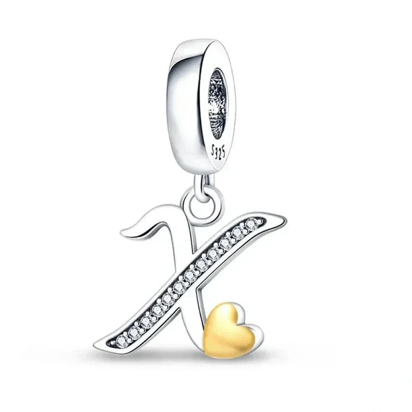 925 Sterling Silver Initial Charm with CZ Sparkle