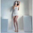 Elegant White/ Black Slimming Sheath Mini Dress – Sexy Sleeveless Summer Bodycon