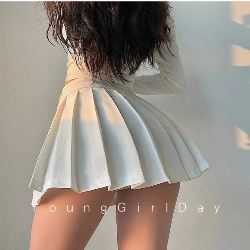 Ultra Mini Pleated Skirt with Built-In Shorts – High Waist Schoolgirl Aesthetic
