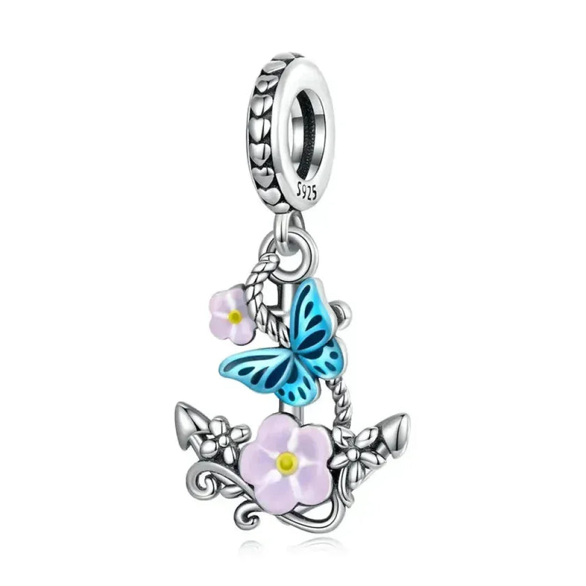 925 Sterling Silver Diy Heart Charm With Pink Zircon - Bsc777