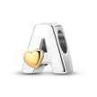 925 Sterling Silver Initial Charm with Gold Heart