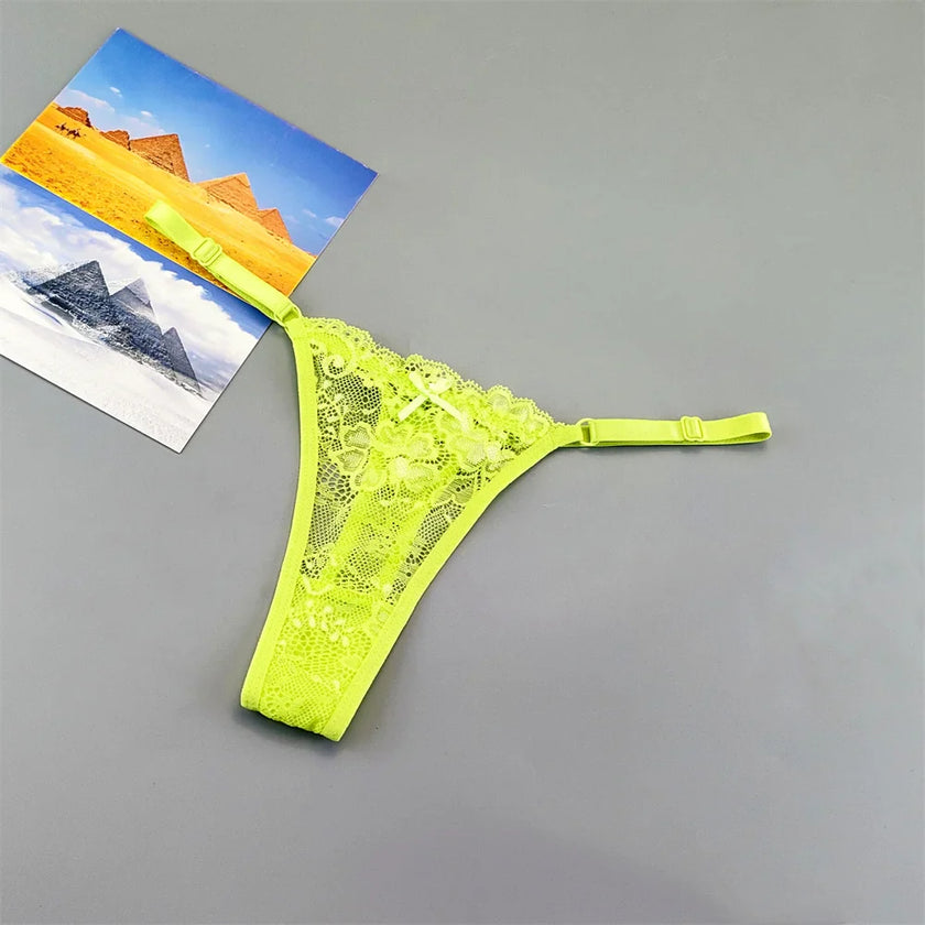 3PCS Lace Thong Set – Sheer, Strappy & Seductive
